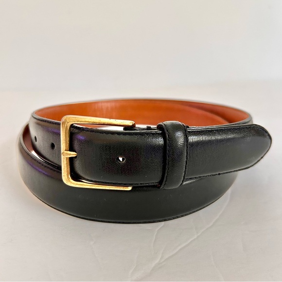 SOLD Polo Ralph Lauren Leather Belt Men's 42 Black Pony Leather Embossed Logo - Picture 2 of 8